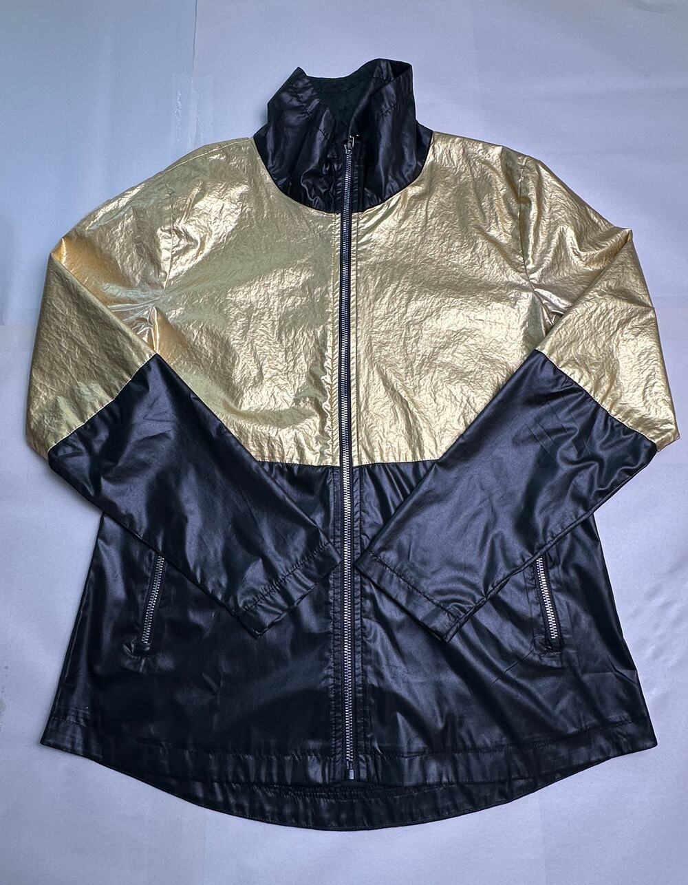 GGblue Luxe Sport Jacket Womens S Metallic Gold Black Full Zip Lightweight